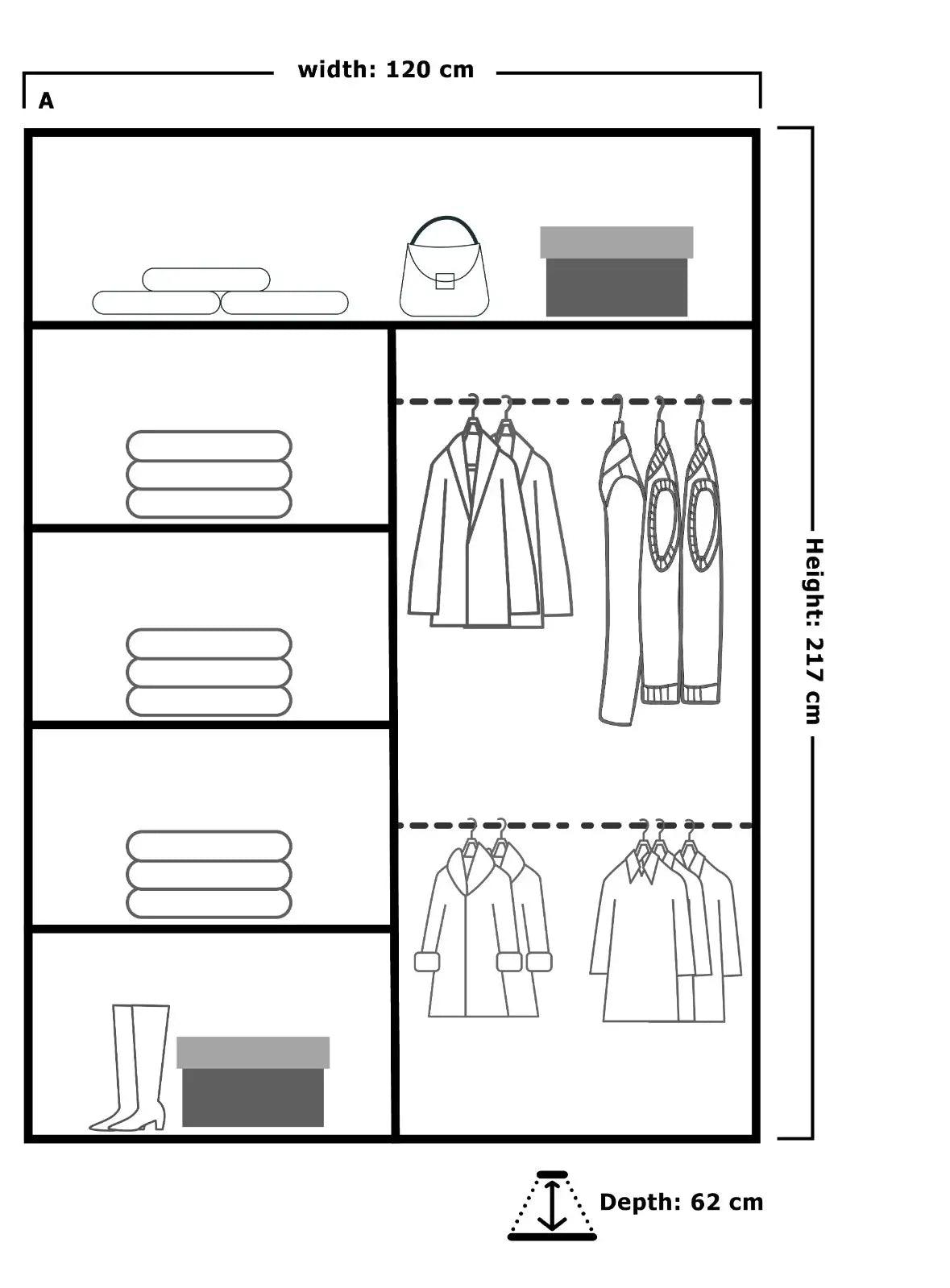 Vision New Sliding Mirror Door Wardrobe - Black, Gray, White, Oak
