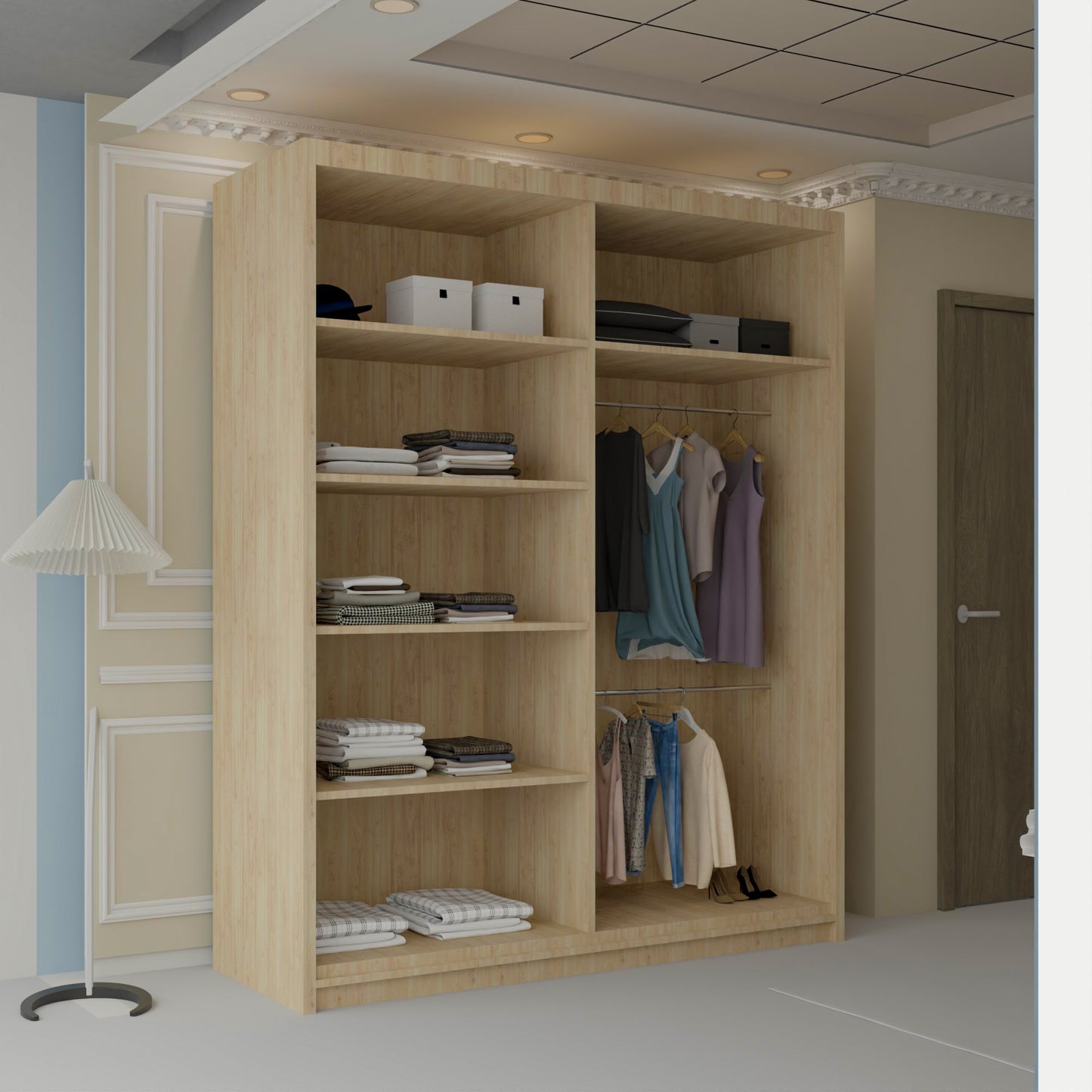 Vision New Sliding Mirror Door Wardrobe - Black, Gray, White, Oak