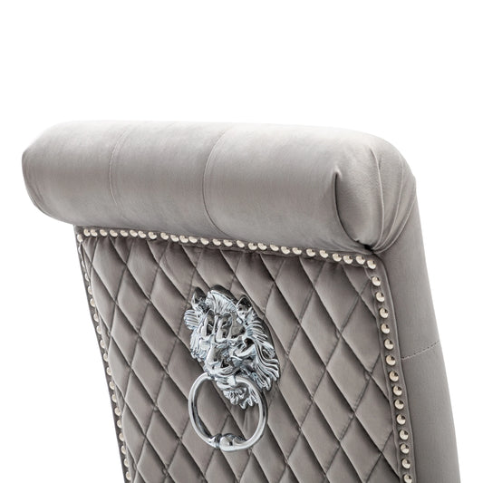 Viola Velvet Upholstered Lion Knockerback Dining Chair