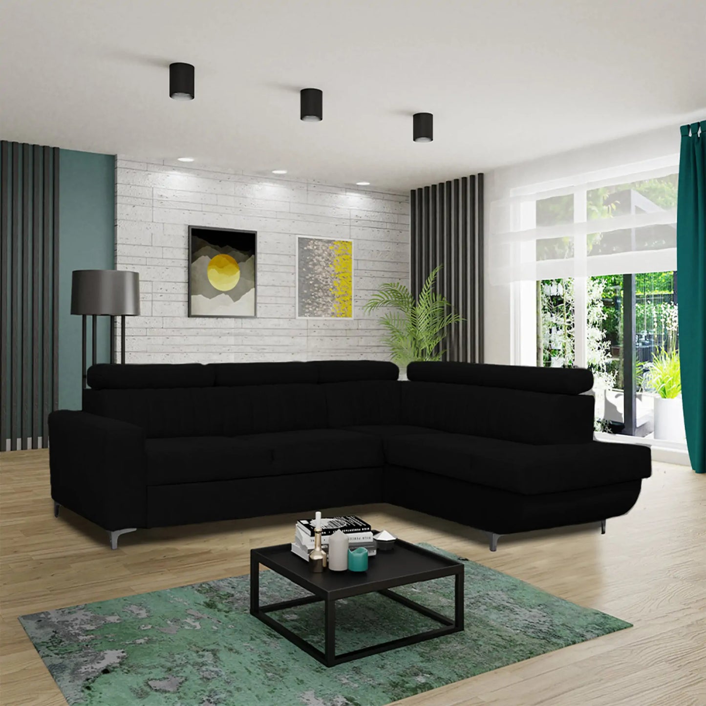 HOUSTON SOFA BED - Black, Blue, Green, Grey, Sky Blue, Camel Brown, Light Pink, Mustard
