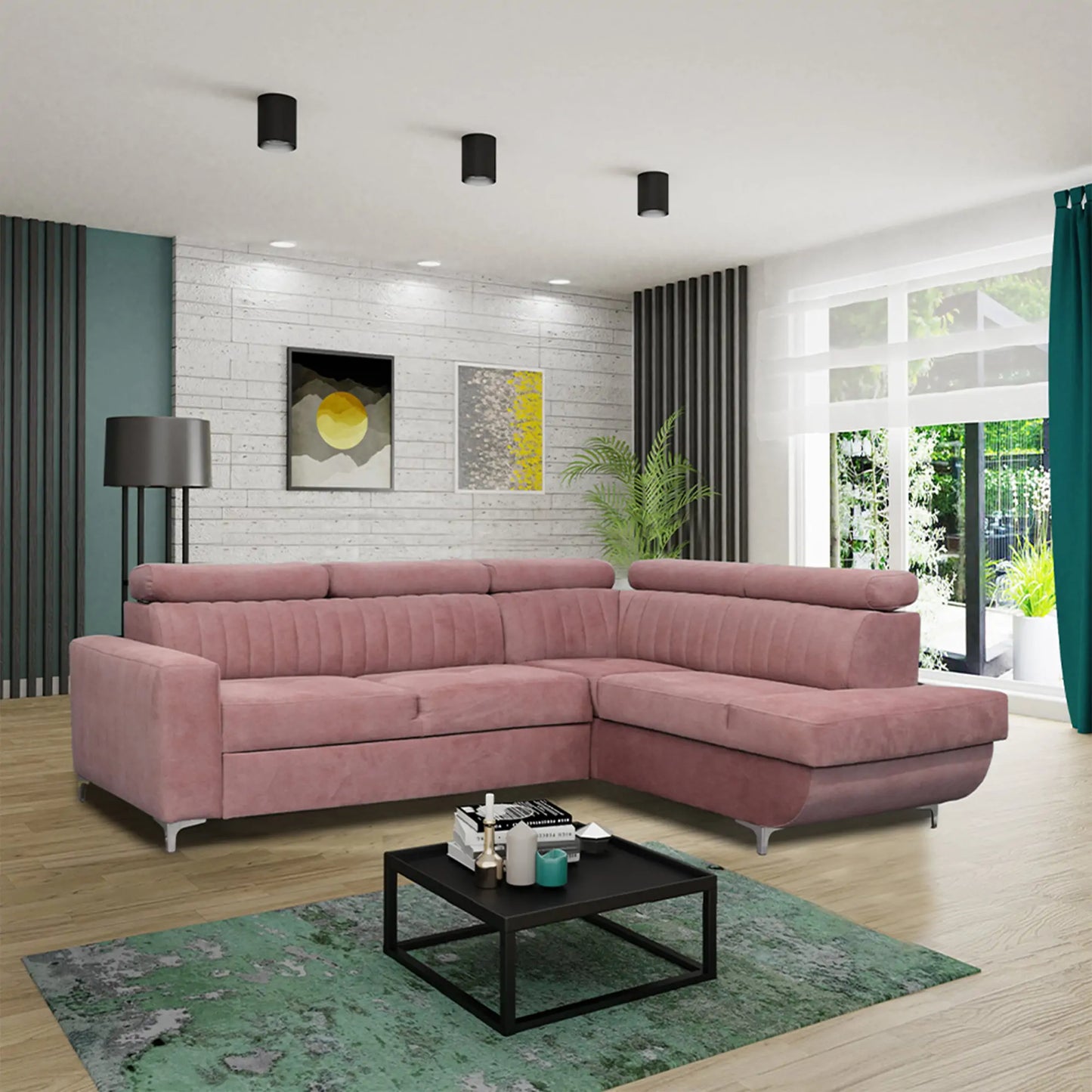 HOUSTON SOFA BED - Black, Blue, Green, Grey, Sky Blue, Camel Brown, Light Pink, Mustard