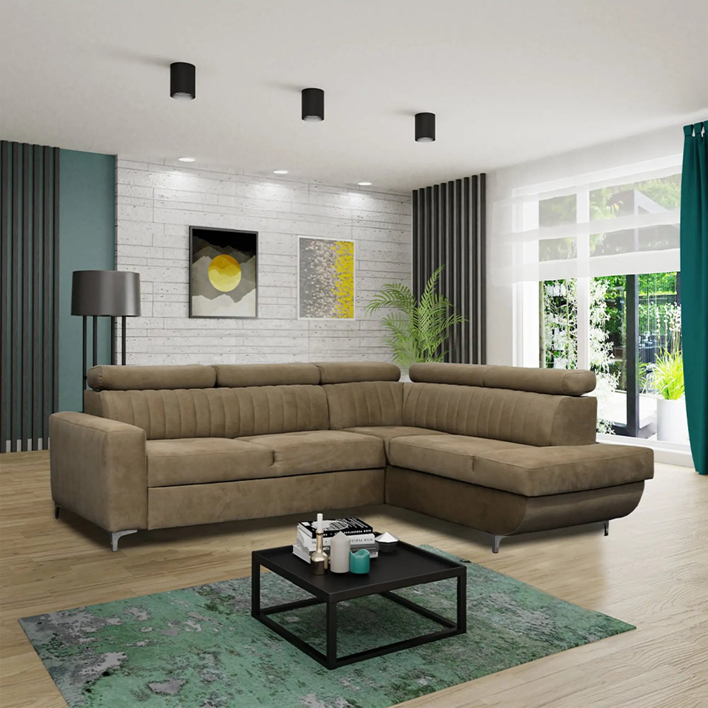 HOUSTON SOFA BED - Black, Blue, Green, Grey, Sky Blue, Camel Brown, Light Pink, Mustard