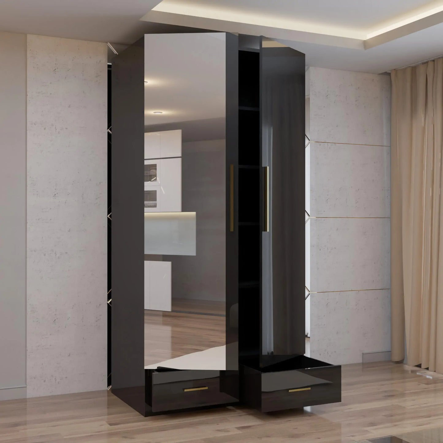 2 Door High Gloss Hinged Door Wardrobe