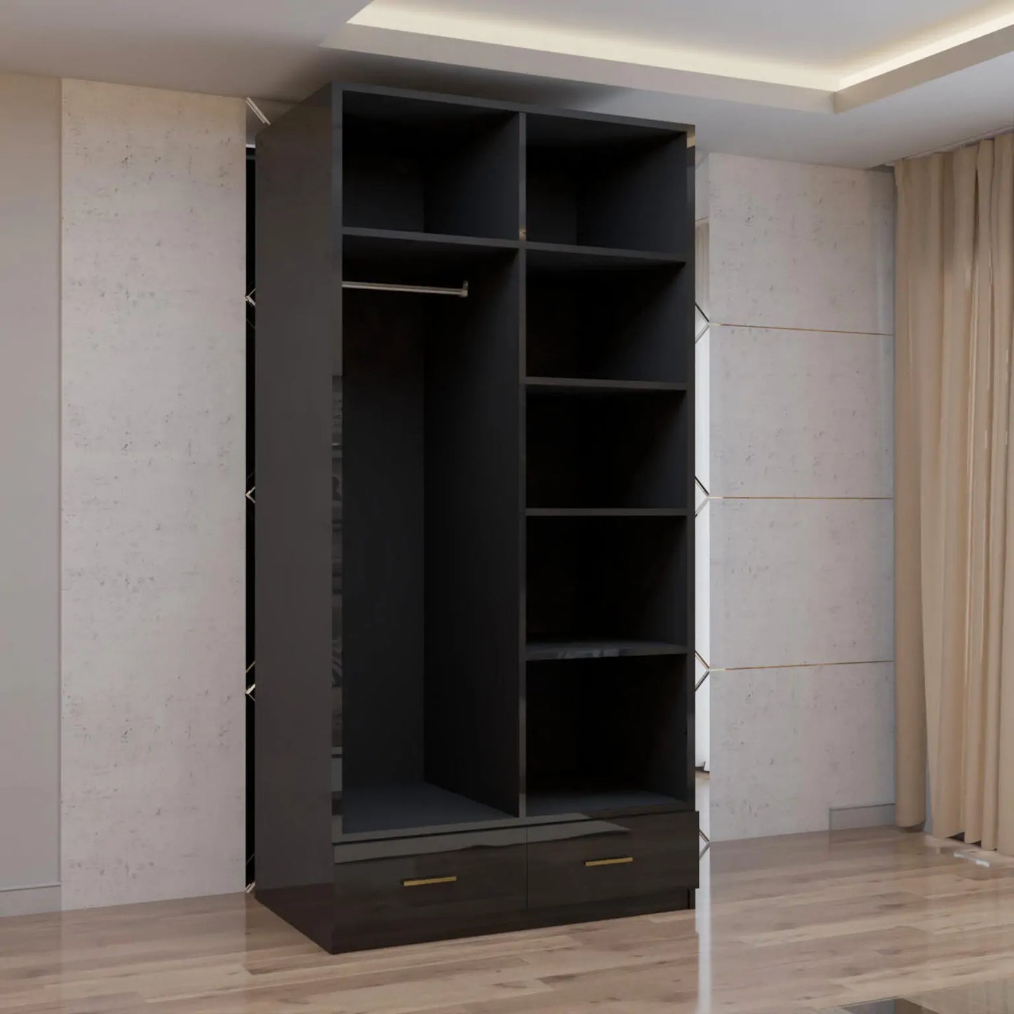2 Door High Gloss Hinged Door Wardrobe