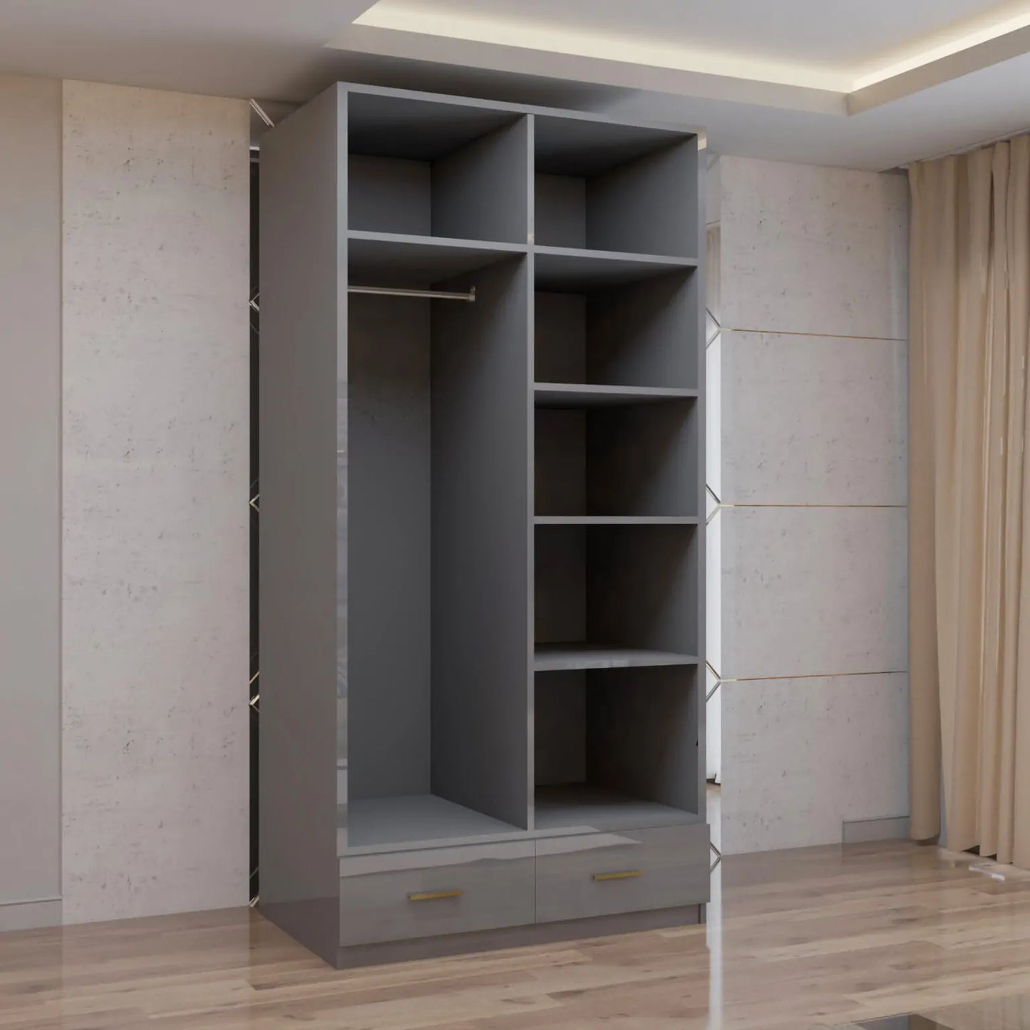 2 Door High Gloss Hinged Door Wardrobe