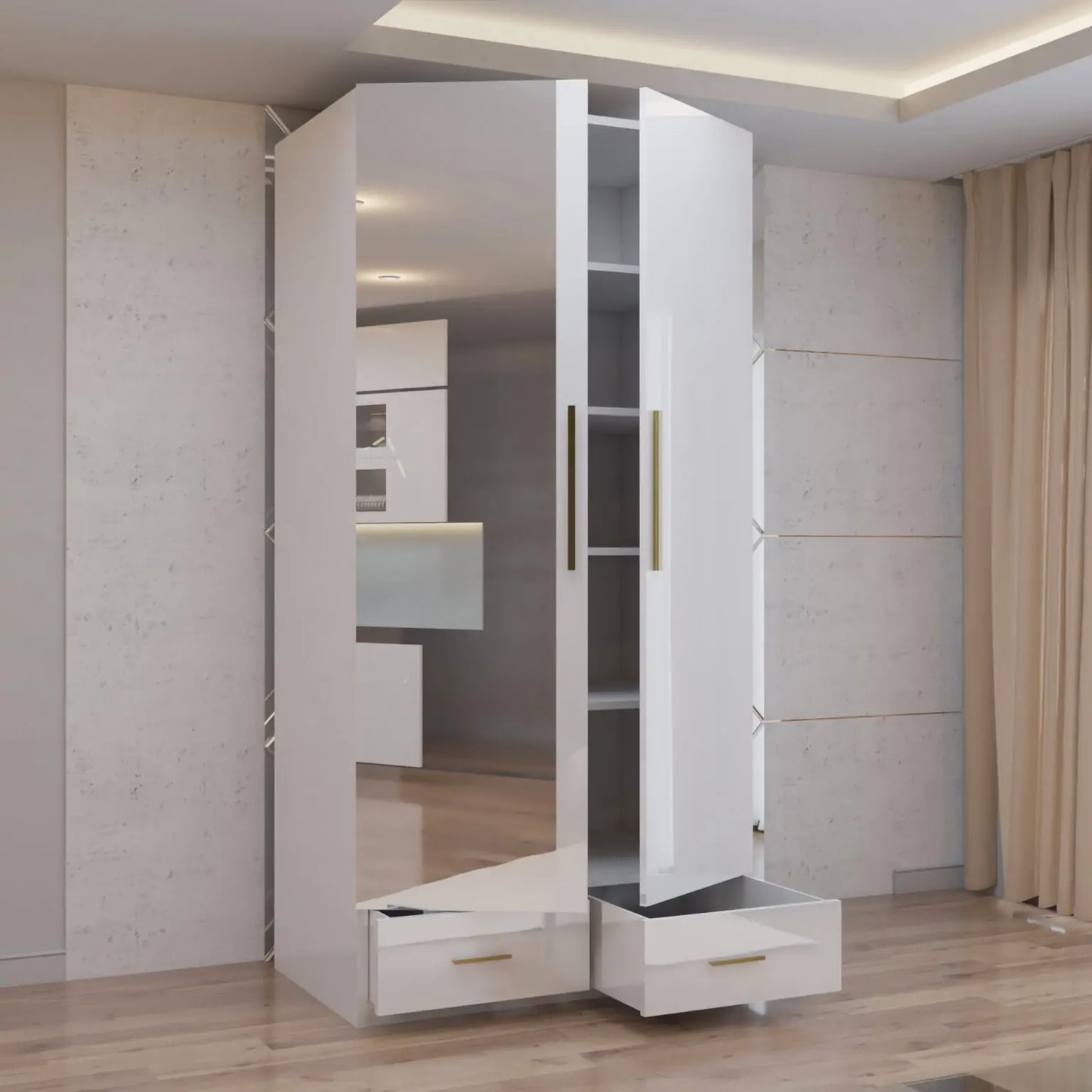 2 Door High Gloss Hinged Door Wardrobe