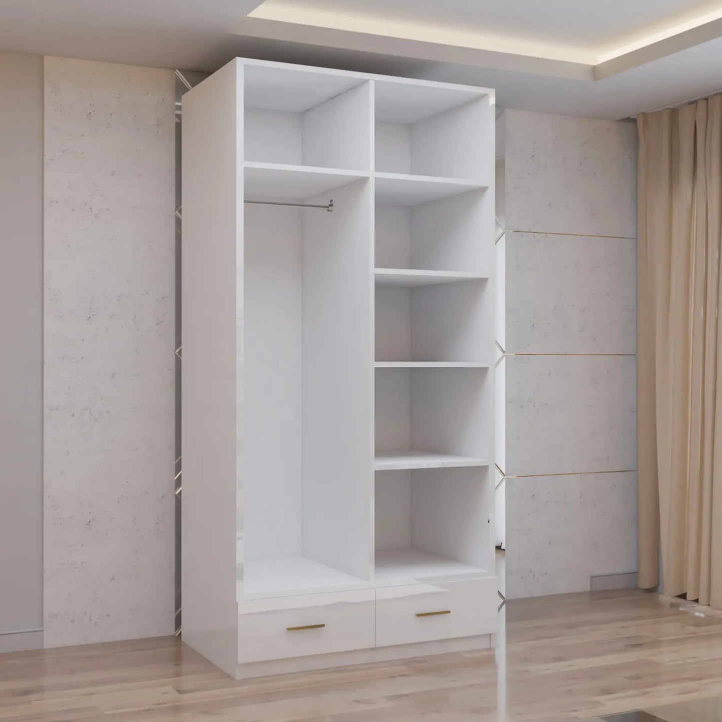 2 Door High Gloss Hinged Door Wardrobe