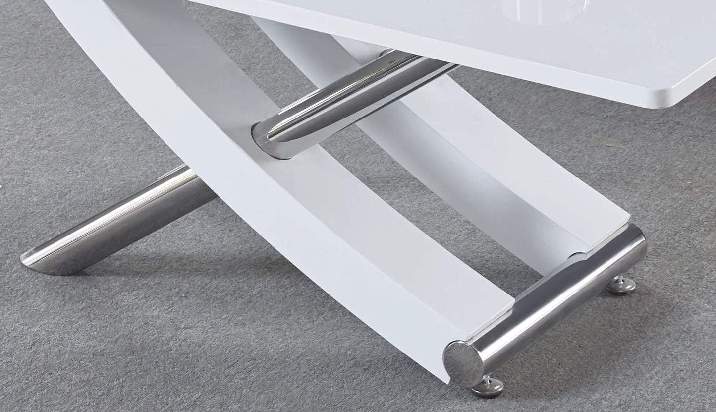 Carlo Black,Grey,White Gloss Top MDF Coffee Table with Cross Leg Frame