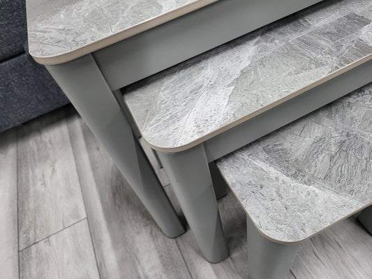 Modernique Ceramic Top Coffee Table with Side Tables (3-Piece Set)