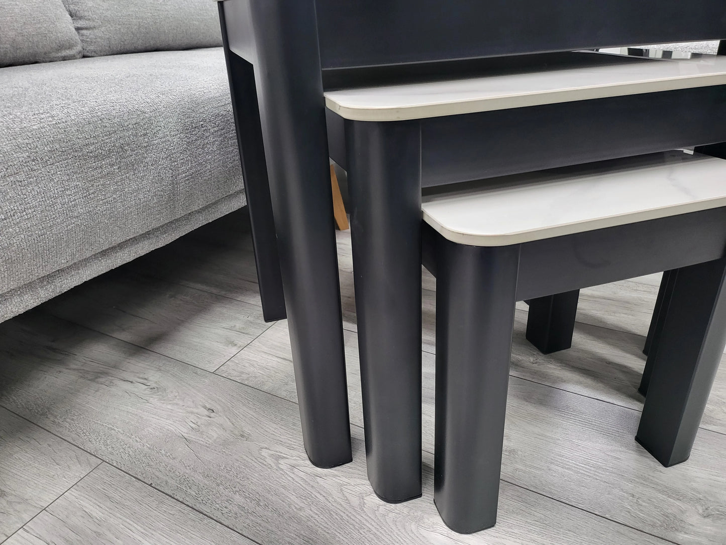 Modernique Ceramic Top Coffee Table with Side Tables (3-Piece Set)
