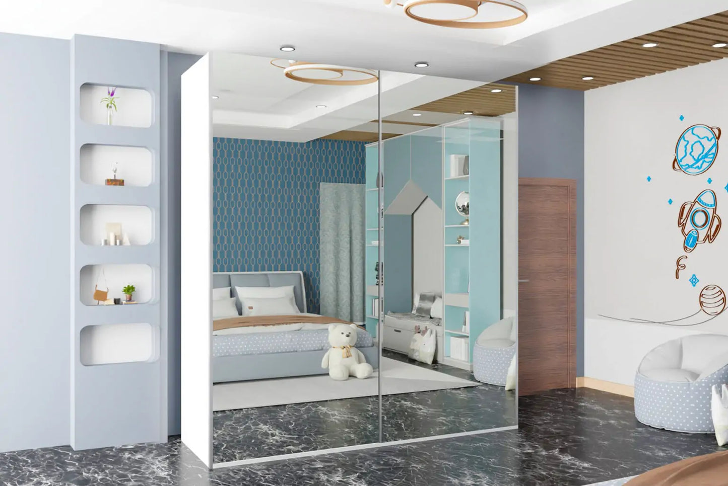Sliding Full Mirror Door Wardrobe