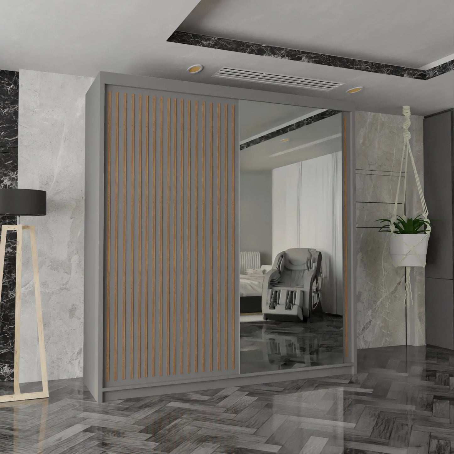 Royal Wardrobe Black, Grey ,Oak And White