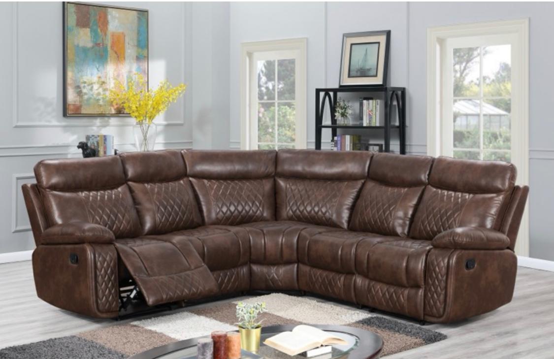 Atlanta Leather Recliner Corner Group Sofa | 2+C+2 | TAN