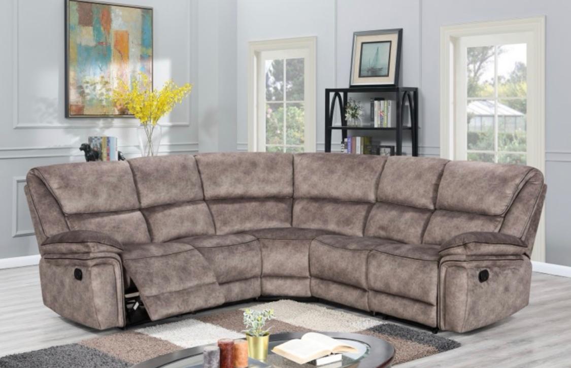 Milano Recliner Corner Sofa - Taupe Fabric - 2C2