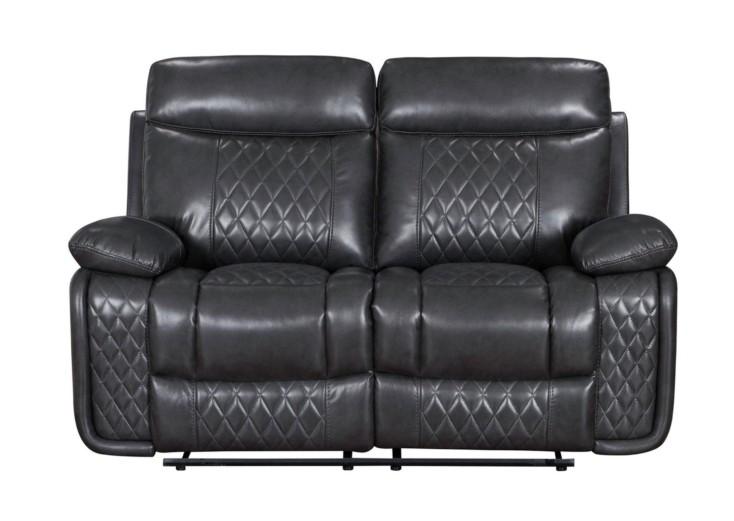 Atlanta Leather Recliner Sofa - 2 Seater - Charcoal/Grey