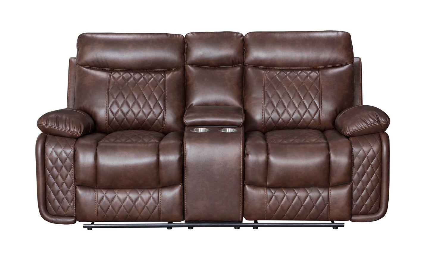 Atlanta Leather Recliner Sofa - 2 Seater Console - Tan