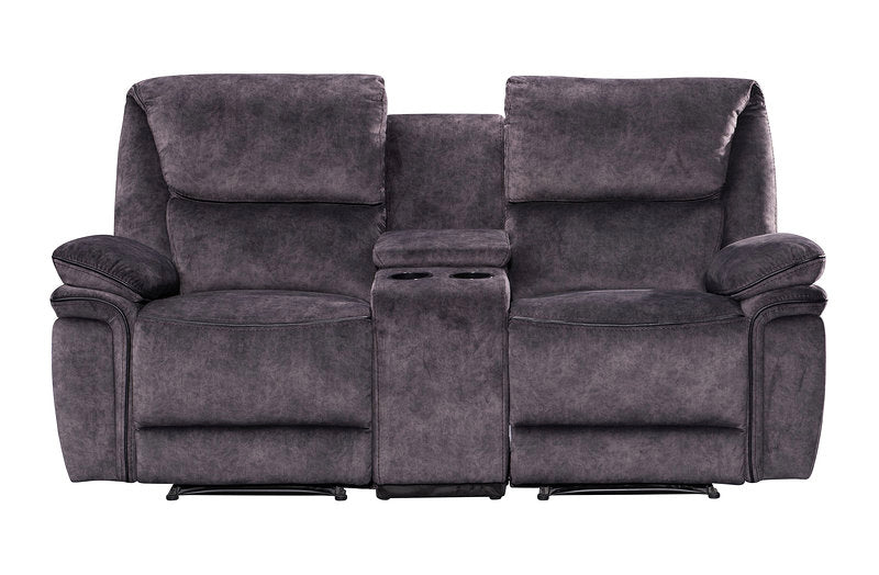 Milano Charcoal 2 Seater Recliner Sofa with Console