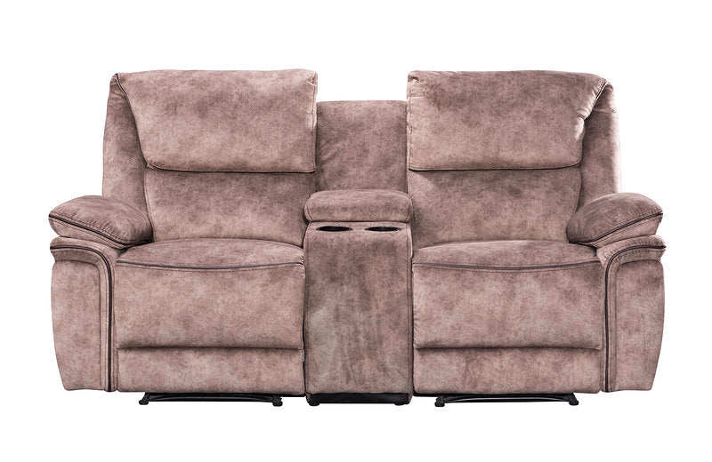 Milano 2-Seater Recliner Sofa with Console - Taupe Fabric