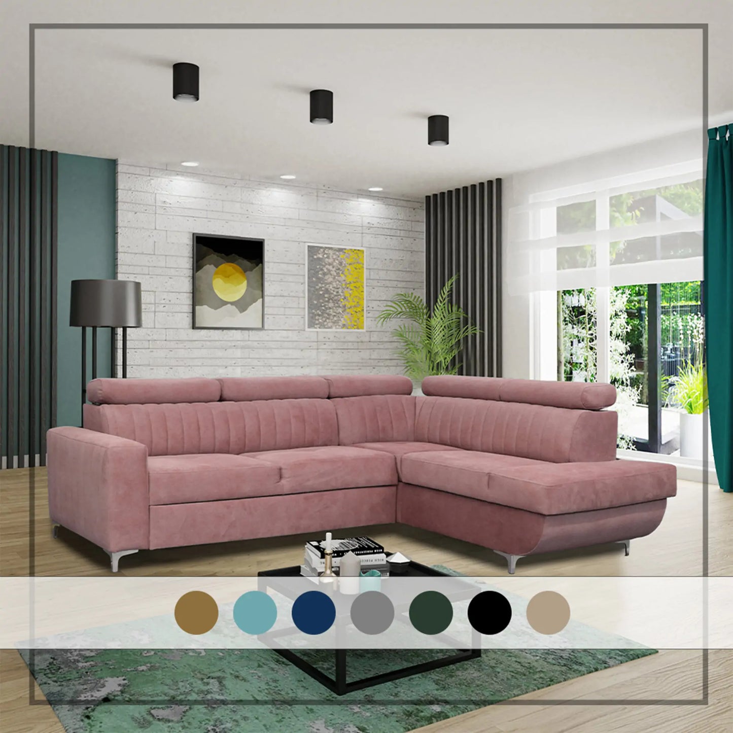 HOUSTON SOFA BED - Black, Blue, Green, Grey, Sky Blue, Camel Brown, Light Pink, Mustard