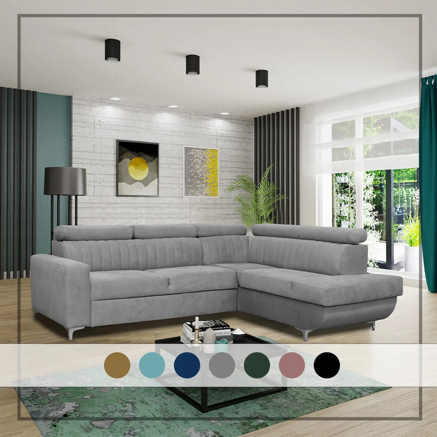 HOUSTON SOFA BED - Black, Blue, Green, Grey, Sky Blue, Camel Brown, Light Pink, Mustard