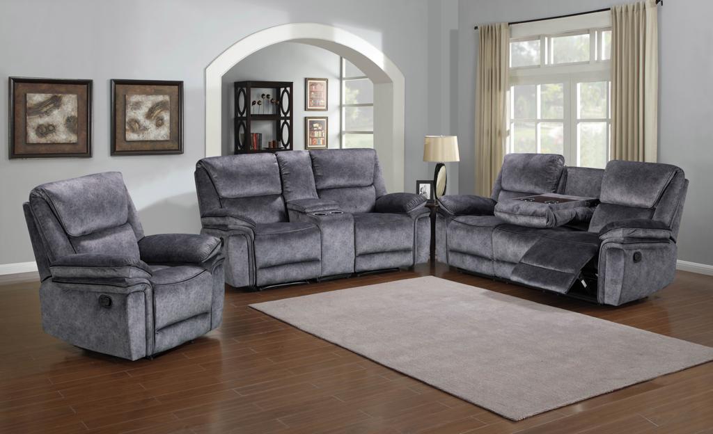 Milano Charcoal 3+2+1 Recliner Set with Consoles