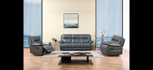 Rimini Leather Recliner Sofa Set - 3 Seater, 2 Seater, Armchair - Dark Grey