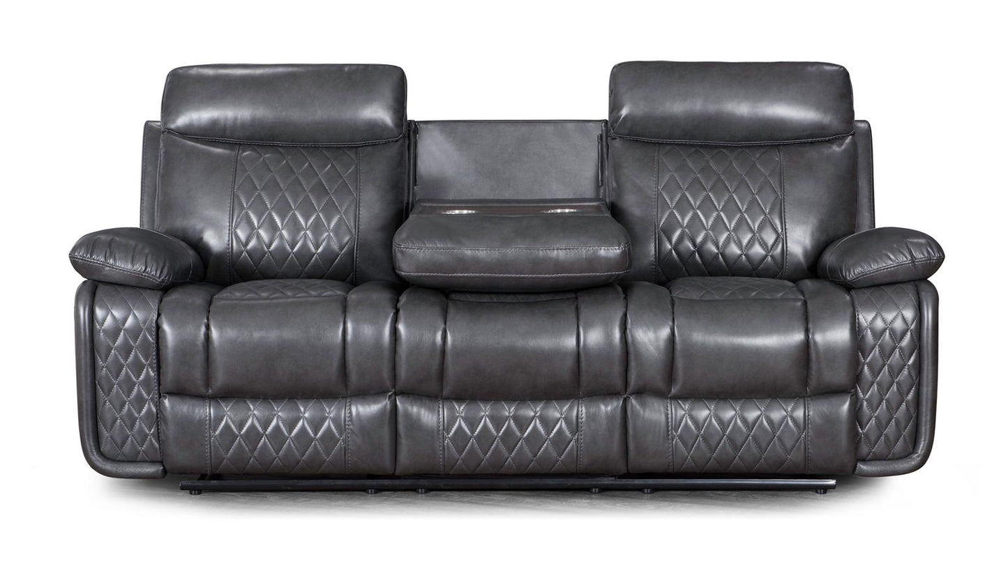 Atlanta Leather Dropdown Recliner Sofa - 3 Seater - Charcoal/Dark Grey