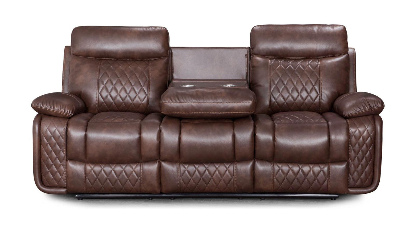 Atlanta Leather Dropdown Recliner Sofa - 3 Seater - Tan