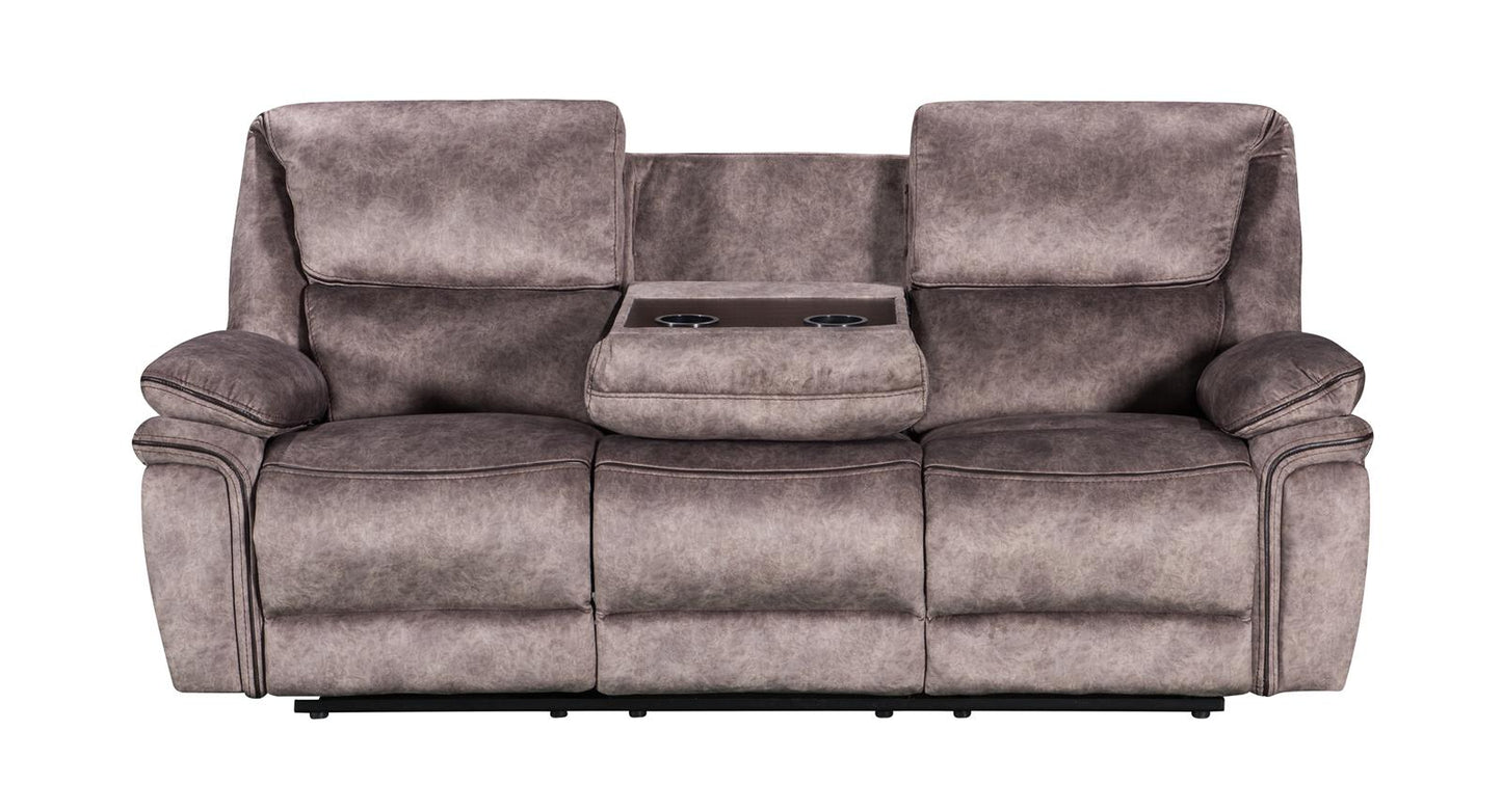 Milano 3-Seater Recliner Sofa with Console - Taupe Fabric