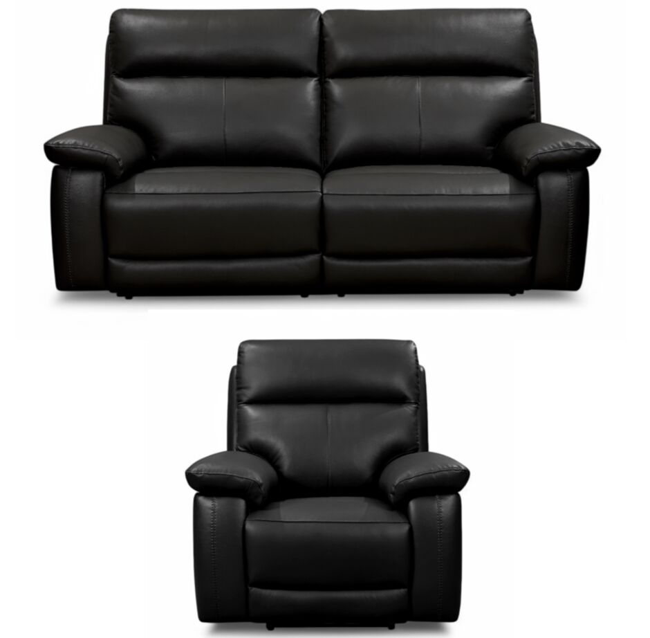 Brooklyn Black 3+1 Electric Recliner Sofa Set | Premium Faux Leather Living Room Suite