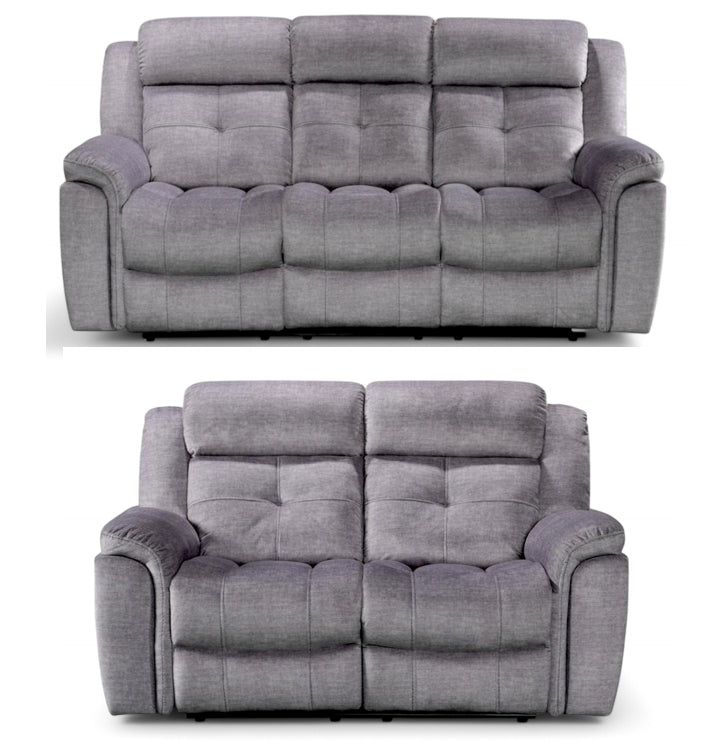 Texas Fabric Recliner Sofa Set| 3+2 Seater| Charcoal & SIlver
