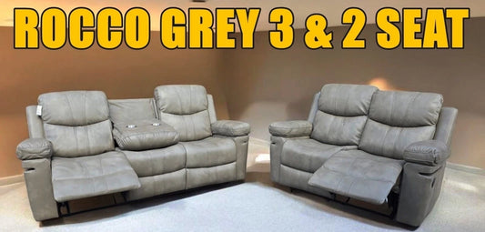 3+2 Grey Rocco Recliner Sofa Set
