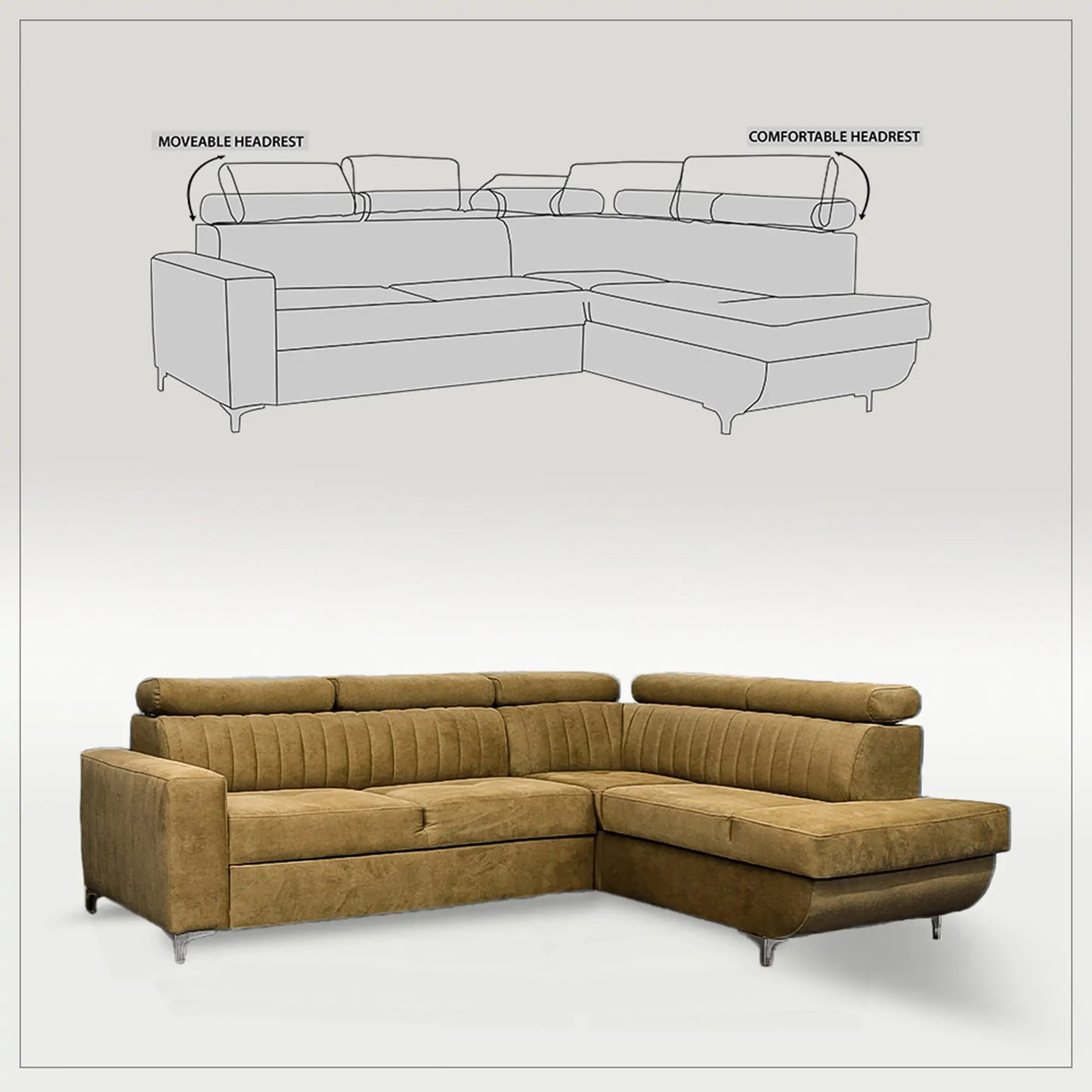 HOUSTON SOFA BED - Black, Blue, Green, Grey, Sky Blue, Camel Brown, Light Pink, Mustard