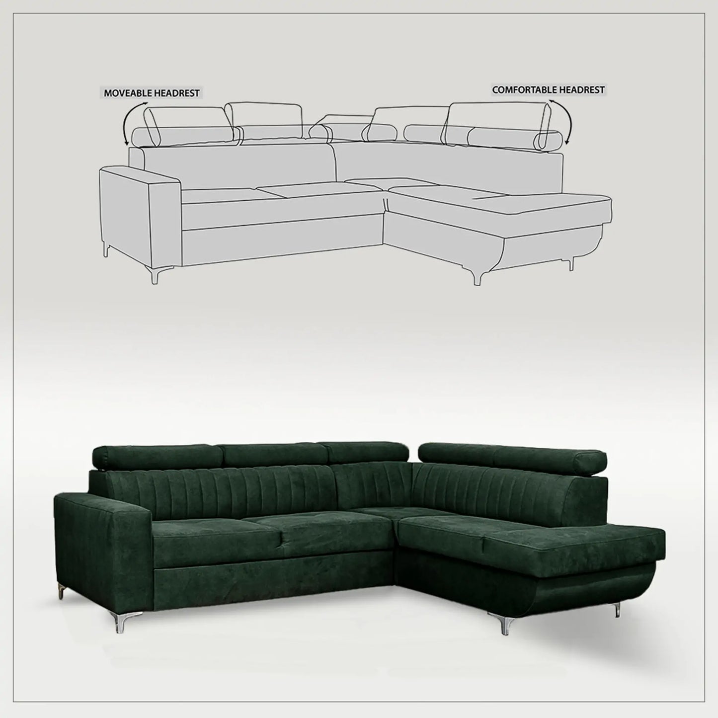 HOUSTON SOFA BED - Black, Blue, Green, Grey, Sky Blue, Camel Brown, Light Pink, Mustard