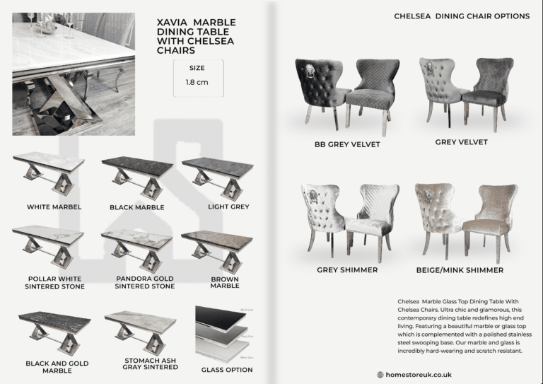 Xavia Dining Table with Chelsea Chair’s