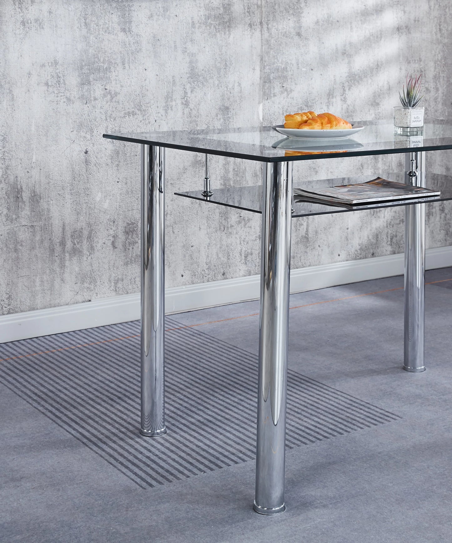 Compact Glass Dining Table with 4 Chairs- Black ,Grey