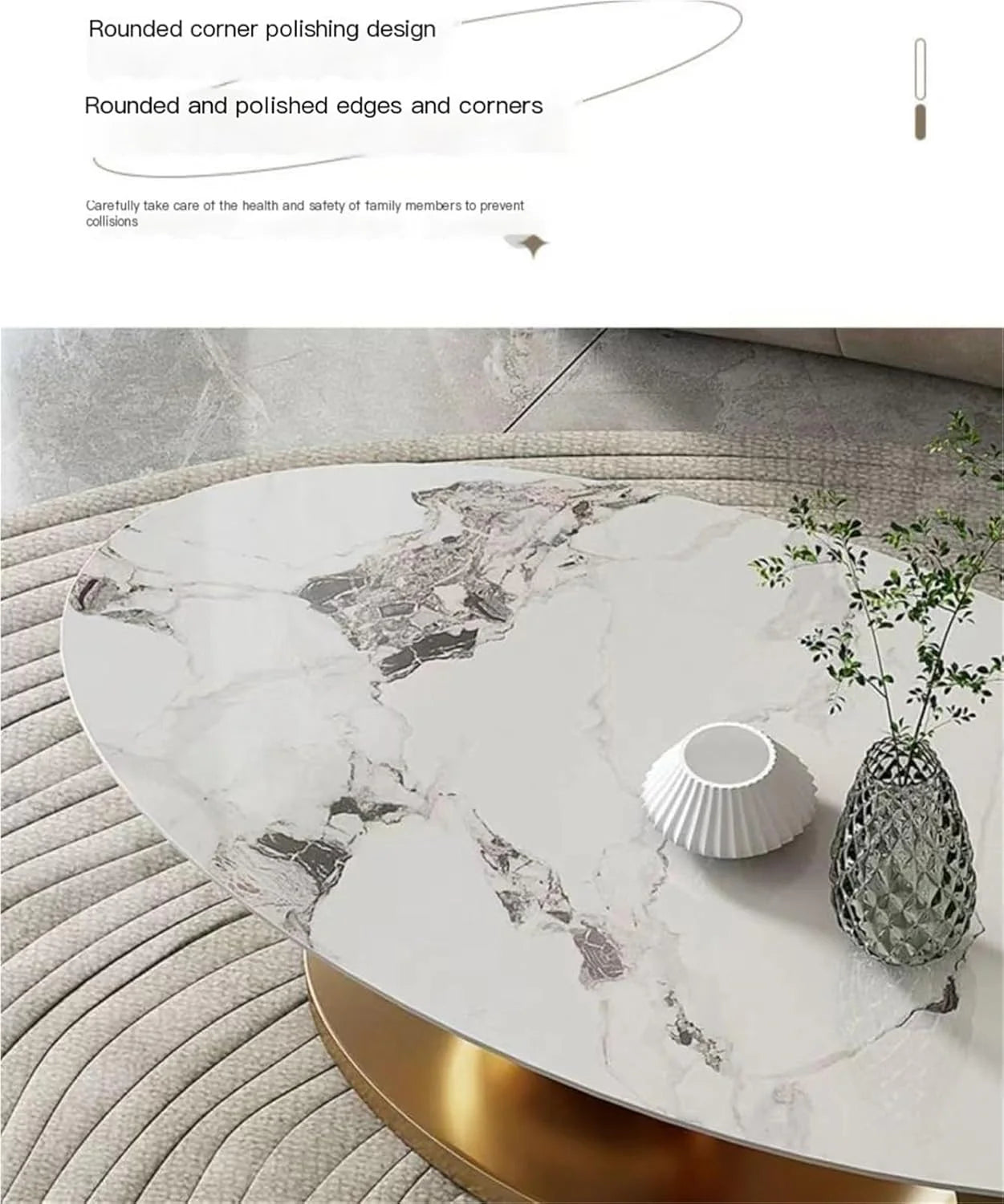 Modernique Avorio Oval Coffee Table with Marble Effect Top