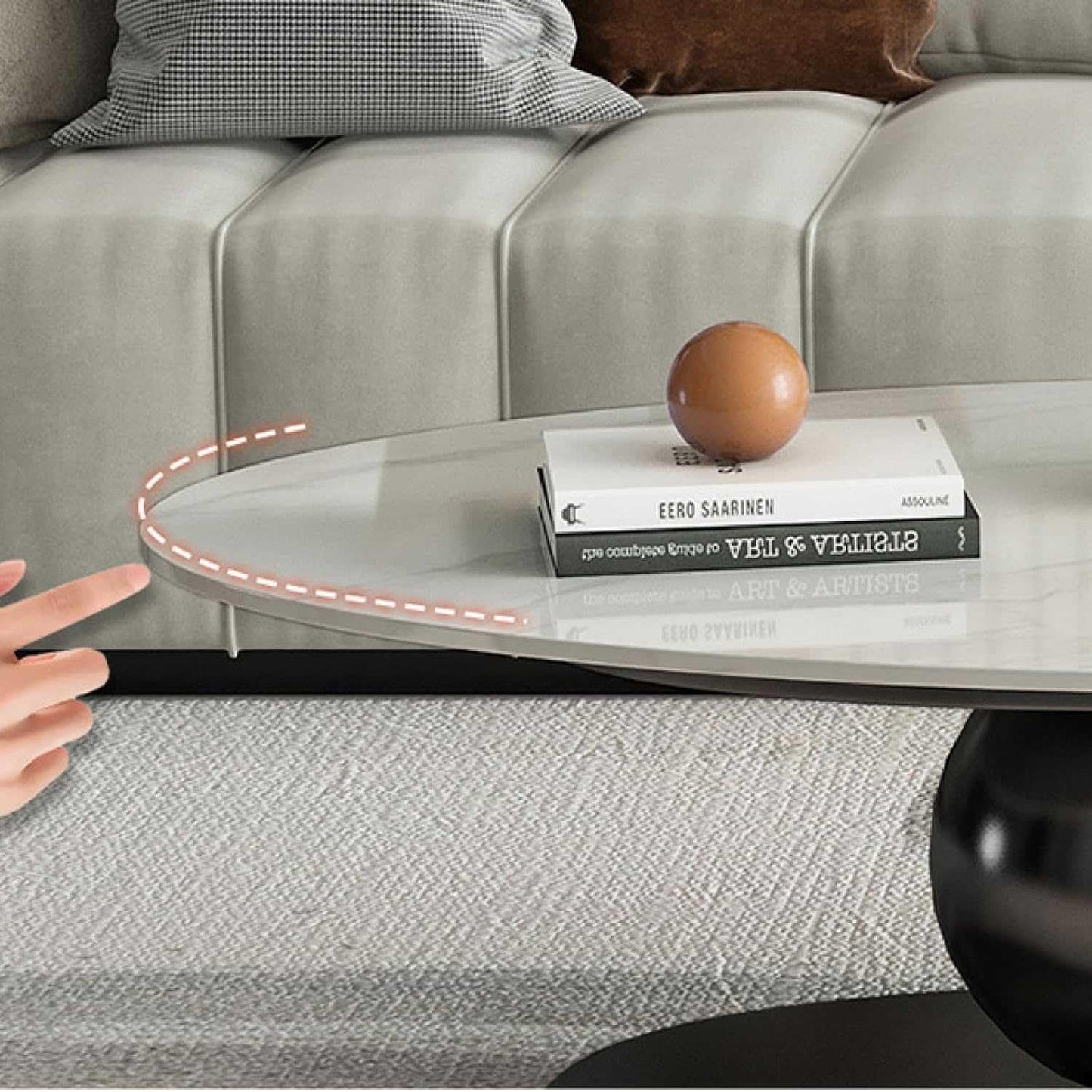 Modernique Avorio Oval Coffee Table with Marble Effect Top