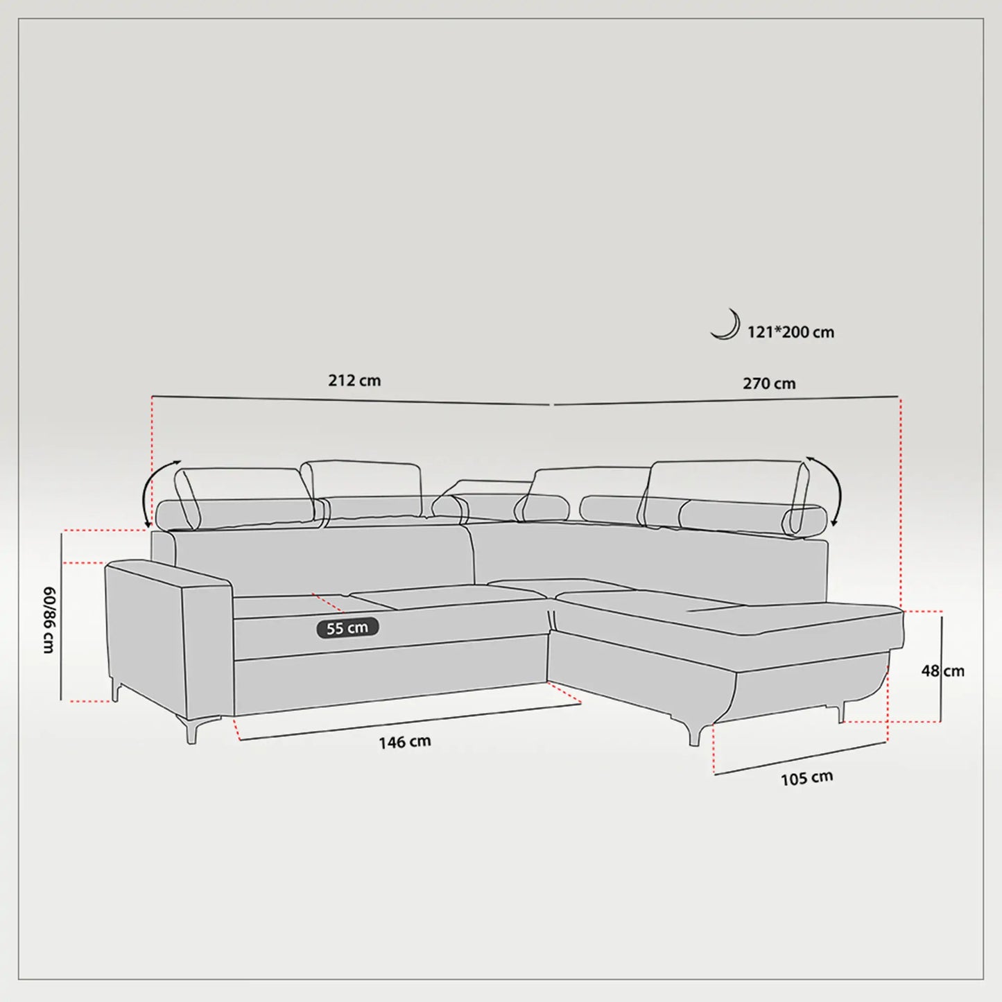 HOUSTON SOFA BED - Black, Blue, Green, Grey, Sky Blue, Camel Brown, Light Pink, Mustard