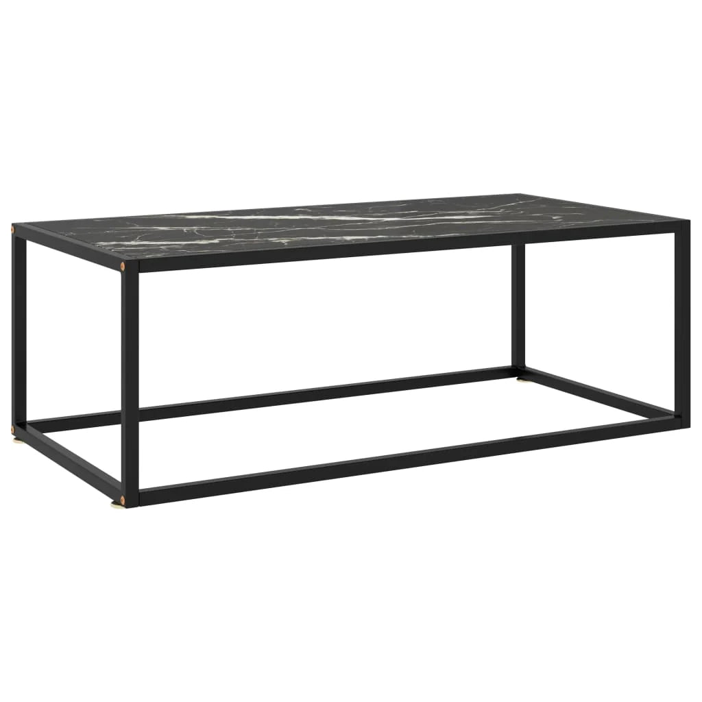 Coffee Table Black with Black Marble Glass 100x50x35 cm