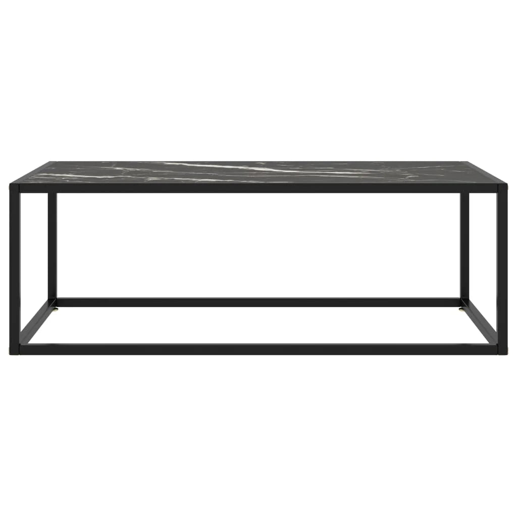 Coffee Table Black with Black Marble Glass 100x50x35 cm