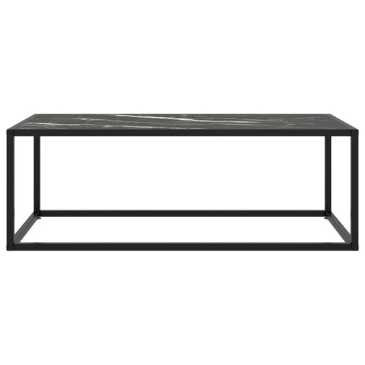 Coffee Table Black with Black Marble Glass 100x50x35 cm