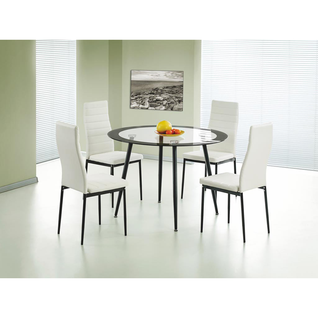 Acodia PU Dining Chairs – White Upholstery with Black Frame