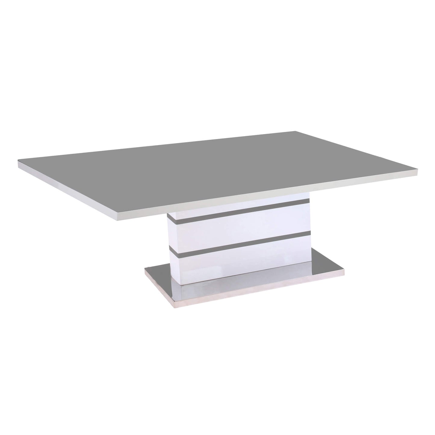 Aldridge High-Gloss White Coffee Table with Grey Glass Top