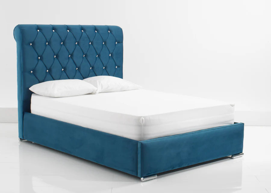 Anna Velvet Tufted Bed - Storage/Non Storage