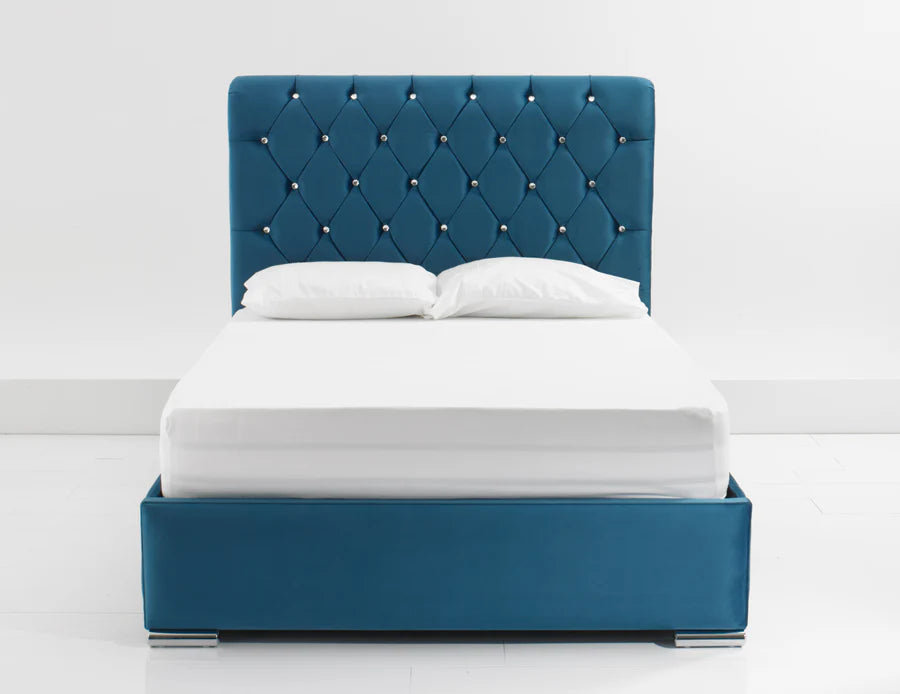 Anna Velvet Tufted Bed - Storage/Non Storage