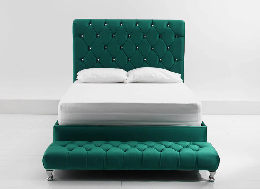 Anna Velvet Tufted Bed - Storage/Non Storage