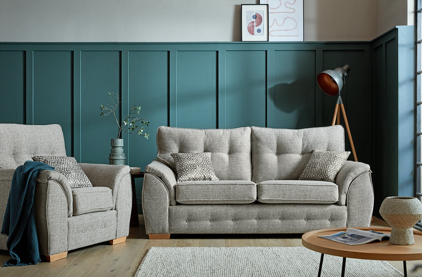 Ashley 3-Seater Sofa & Armchair Combo - Relaxed Living