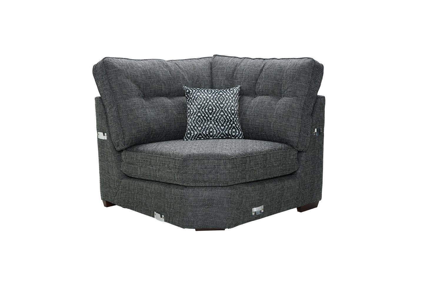Ashley Grey Fabric Wedge Corner Piece with Accent Pillow