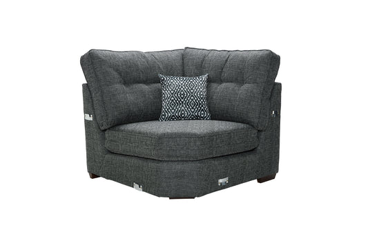 Grey Tufted Corner Sofa | 2 Corner & 2 Main Sofa | Comfortable L-Shaped Sectional